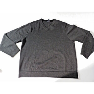 Gap Mens XL Merino Wool Sweater Dark Gray Pullover V Neck Grandpa Dad Core Fishe